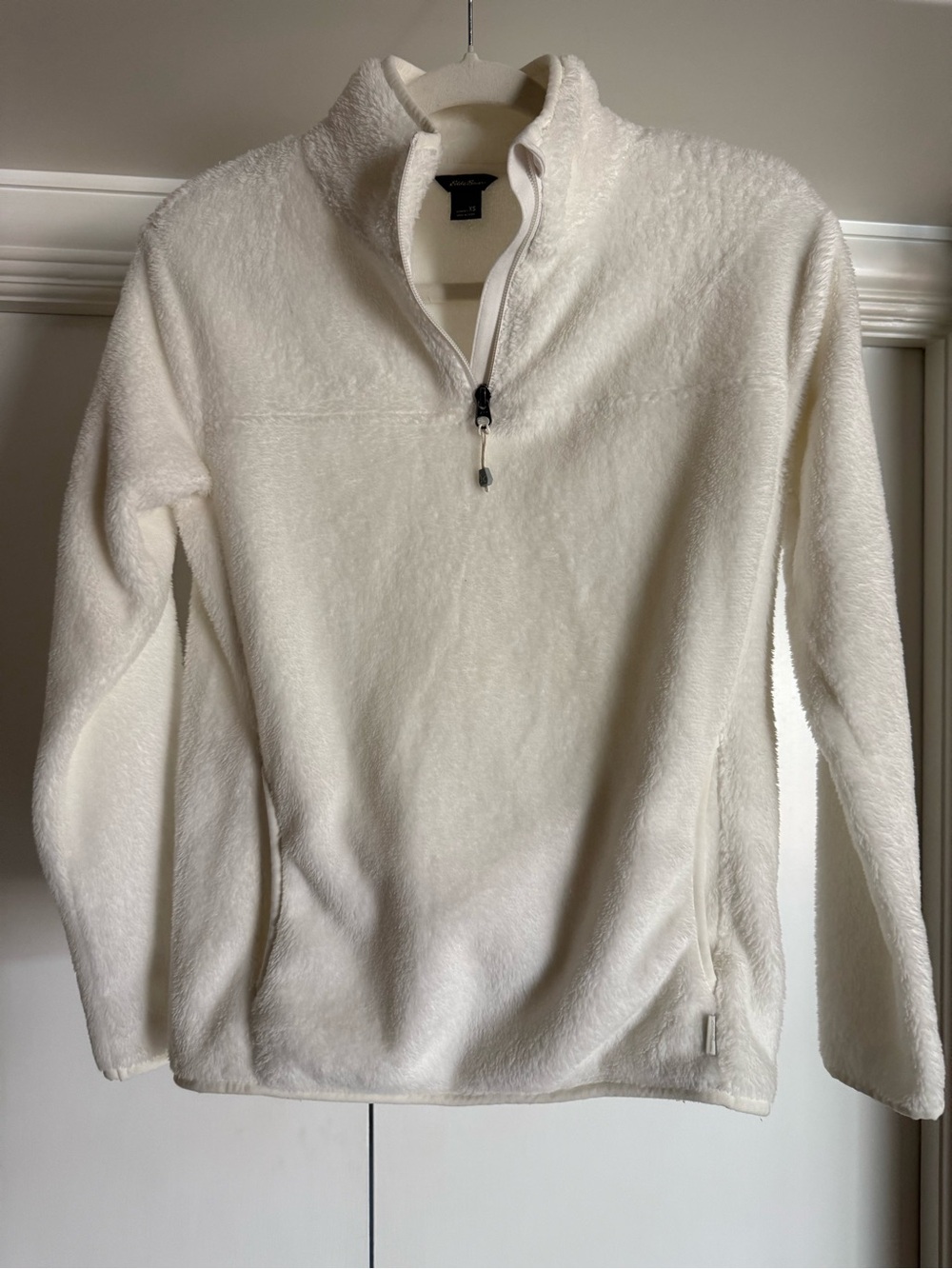 Eddie Bauer Women’s White Fleece Quarter-Zip Pullover